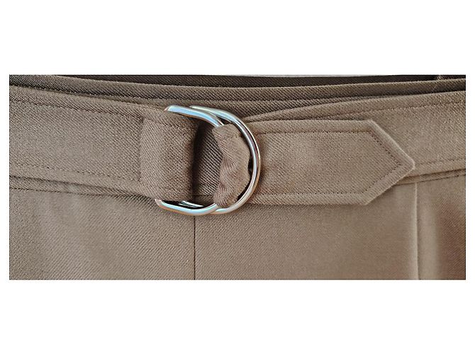 Hermès HERMES GONNA MIDI EN LANA. Verde oliva - vista 5
