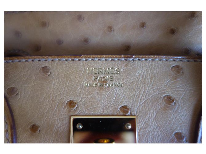 Borsa Hermès Birkin 30 in struzzo oro Beige - vista 12