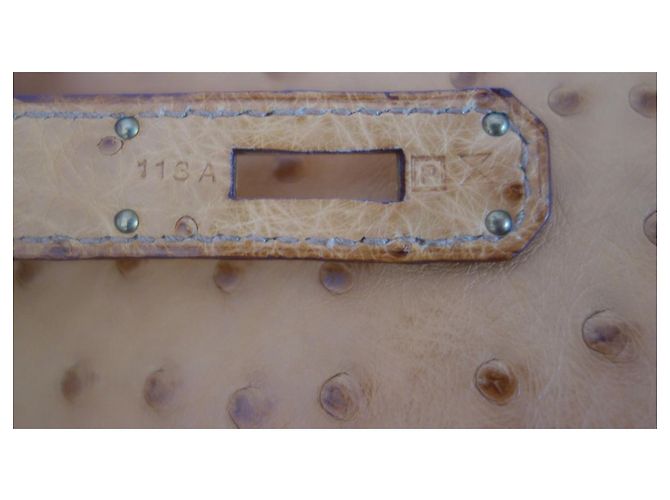 Borsa Hermès Birkin 30 in struzzo oro Beige - vista 13