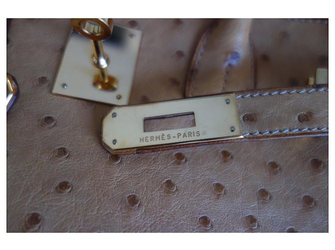 Borsa Hermès Birkin 30 in struzzo oro Beige - vista 15