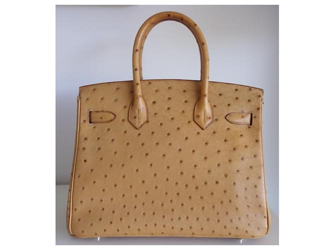 Borsa Hermès Birkin 30 in struzzo oro Beige - vista 3