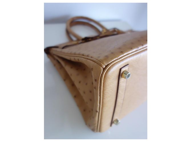 Borsa Hermès Birkin 30 in struzzo oro Beige - vista 5