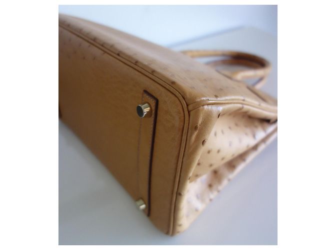 Borsa Hermès Birkin 30 in struzzo oro Beige - vista 6