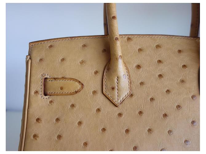 Borsa Hermès Birkin 30 in struzzo oro Beige - vista 7