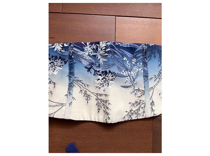 Autre Marque Kimono + Cinturón Obi de Seda Impresa Blanco Azul - vista 10