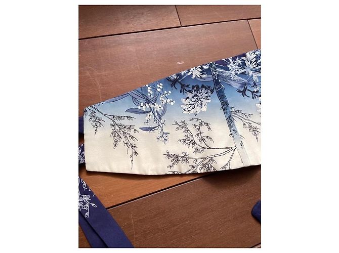 Autre Marque Kimono + Cinturón Obi de Seda Impresa Blanco Azul - vista 11