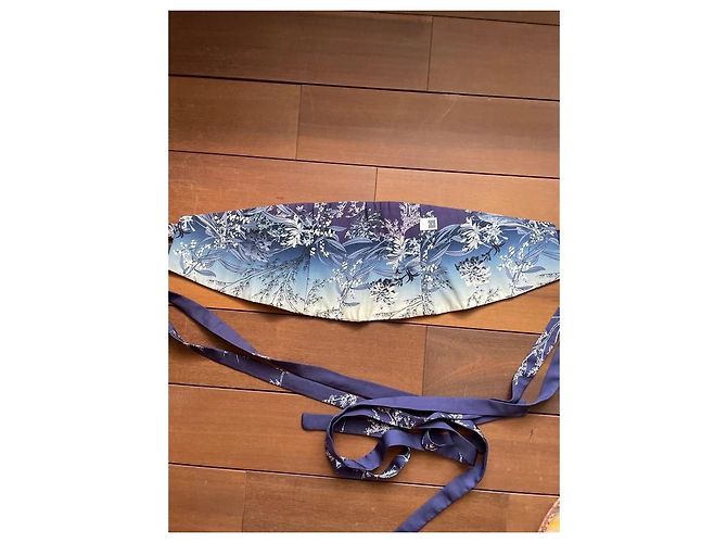 Autre Marque Kimono + Cinturón Obi de Seda Impresa Blanco Azul - vista 12
