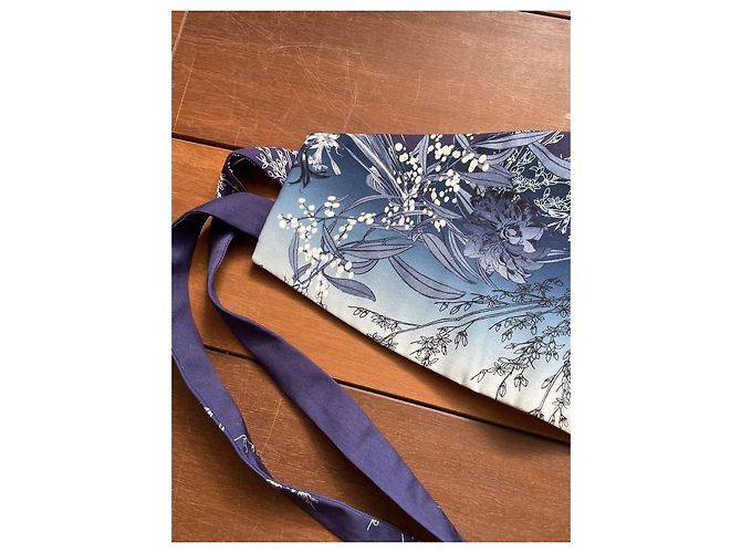 Autre Marque Kimono + Cinturón Obi de Seda Impresa Blanco Azul - vista 14