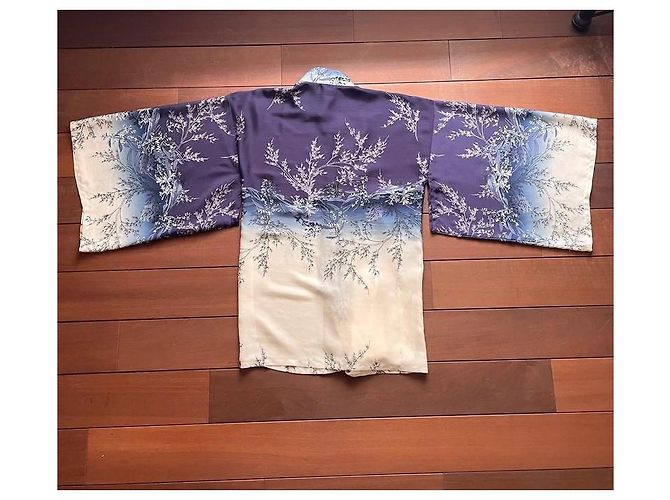 Autre Marque Kimono + Cinturón Obi de Seda Impresa Blanco Azul - vista 17