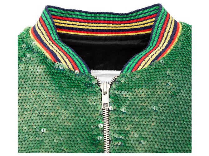 Autre Marque Ashish Pailletten Bomberjacke Grün - Ansicht 4