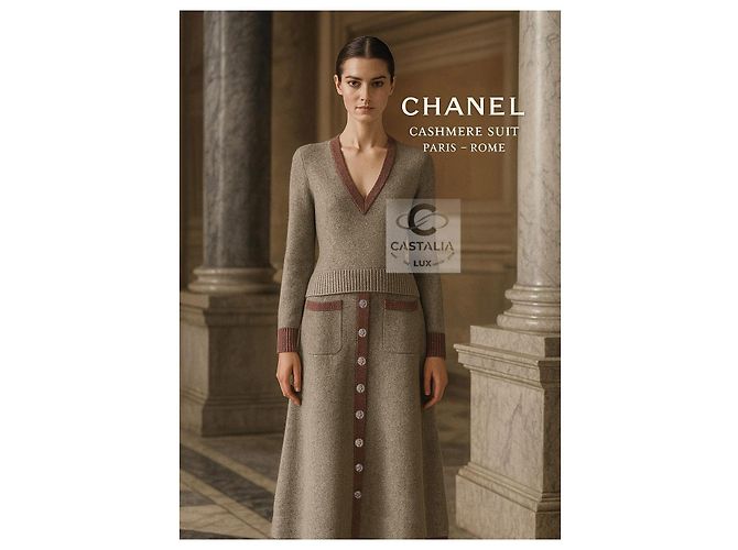 Chanel Entspanntes beiges Kaschmir-Ensemble Paris / Rom - Ansicht 3
