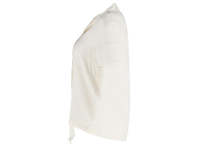 Camiseta con cuello de lazo Maje en seda marfil Blanco Crudo - vista 2