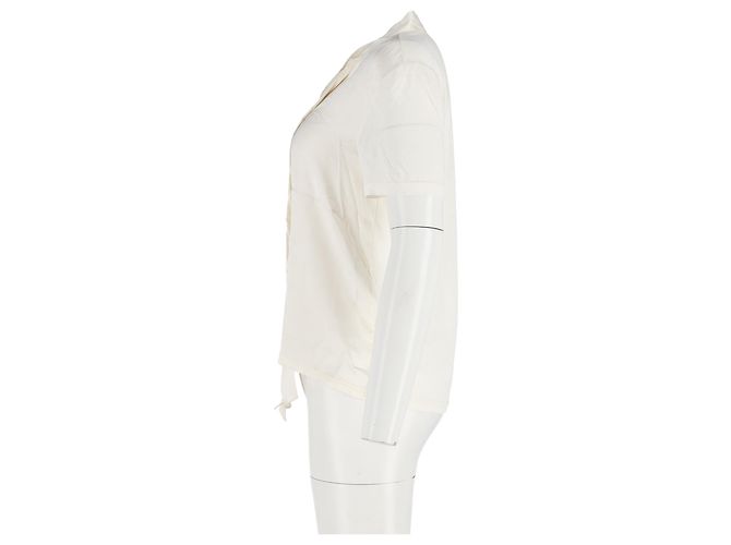 Camiseta con cuello de lazo Maje en seda marfil Blanco Crudo - vista 5