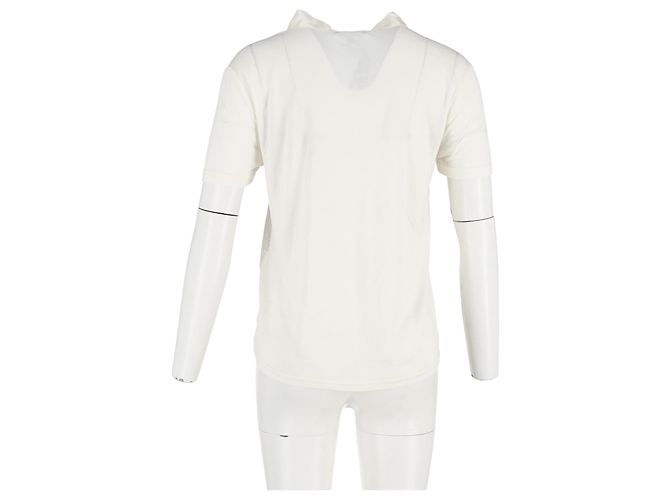 Camiseta con cuello de lazo Maje en seda marfil Blanco Crudo - vista 6