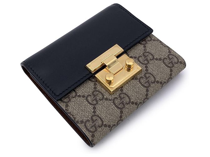 Gucci GG Supreme Canvas- und Leder-Padlock-Brieftasche - Ansicht 2