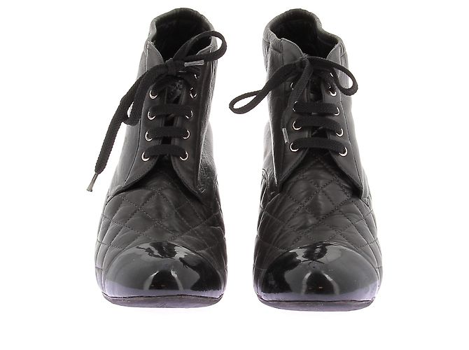 Chanel Botines de tacón de cuero Negro - vista 4