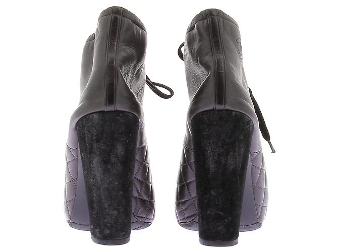 Chanel Botines de tacón de cuero Negro - vista 5