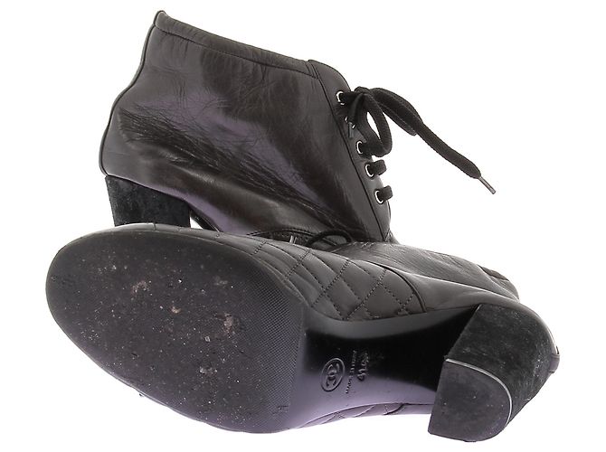 Chanel Botines de tacón de cuero Negro - vista 7