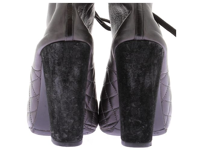 Chanel Botines de tacón de cuero Negro - vista 8