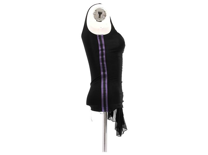 Top nero Gucci con spalline viola - vista 3
