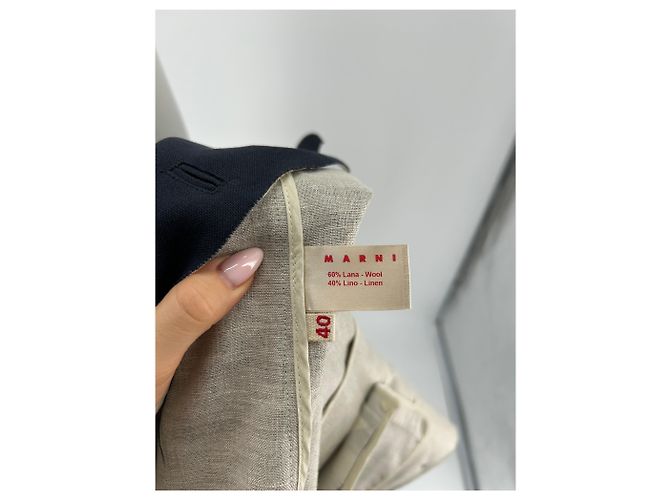 Marni Blazer in misto lana e lino Blu navy - vista 7