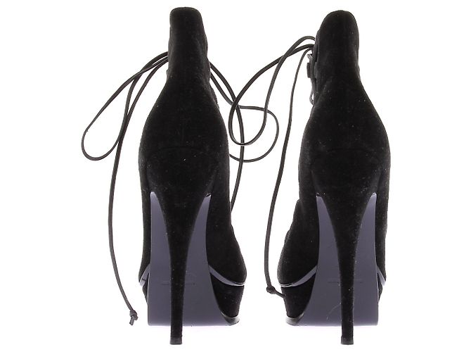 Décolleté Saint Laurent in camoscio nero con lacci - vista 5