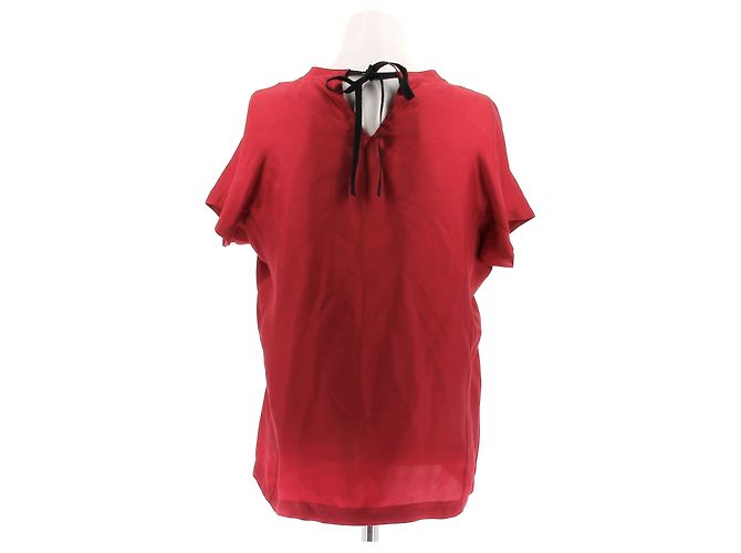 Top de seda roja de manga corta Golden Goose - vista 2