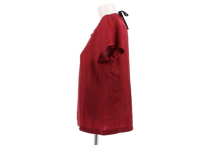 Top de seda roja de manga corta Golden Goose - vista 4