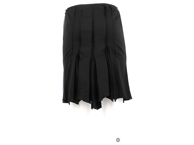 Pantaloncini Gucci in seta nera con strisce viola Nero - vista 2