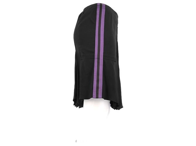 Pantaloncini Gucci in seta nera con strisce viola Nero - vista 3