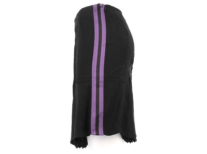 Pantaloncini Gucci in seta nera con strisce viola Nero - vista 4