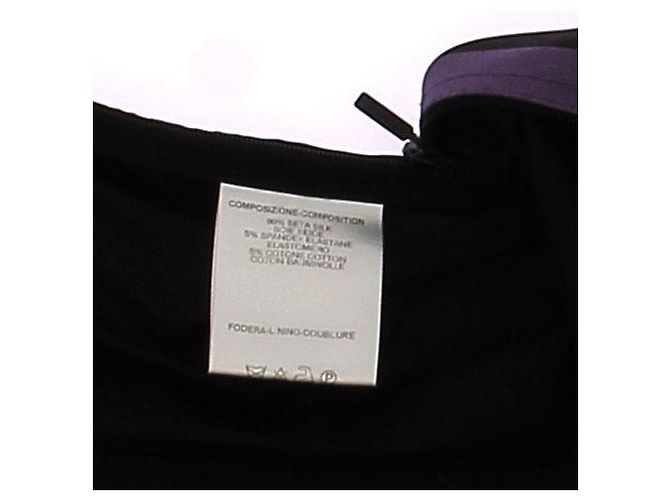Pantaloncini Gucci in seta nera con strisce viola Nero - vista 6