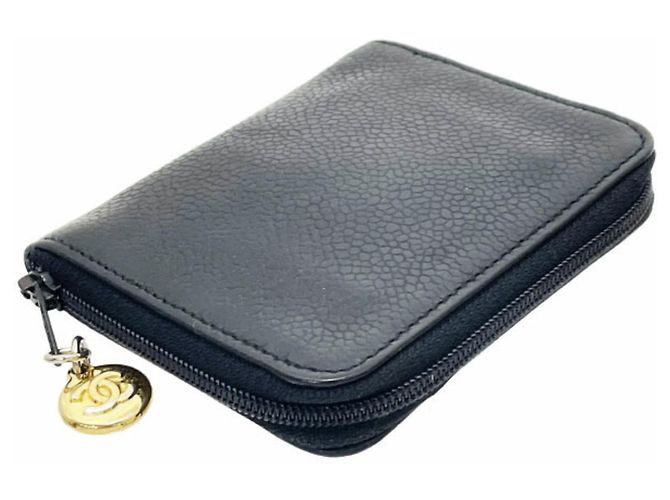 Monedero de piel de ternera granulada negra Chanel Negro - vista 3