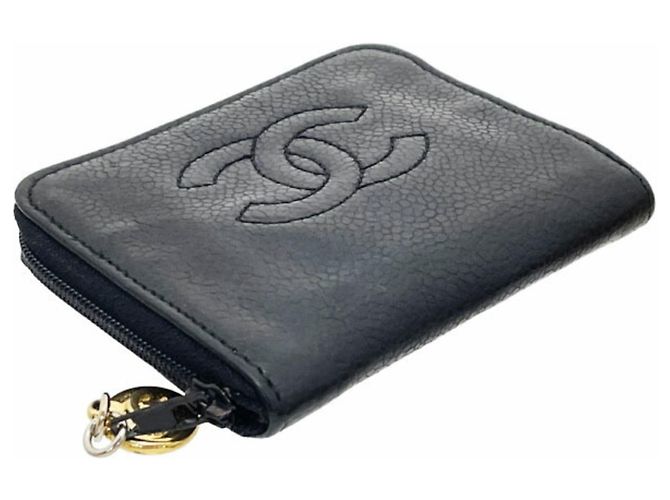 Monedero de piel de ternera granulada negra Chanel Negro - vista 4