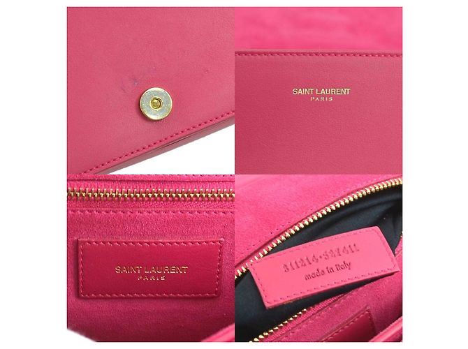 Borsa a spalla in pelle rosa Saint Laurent - vista 5
