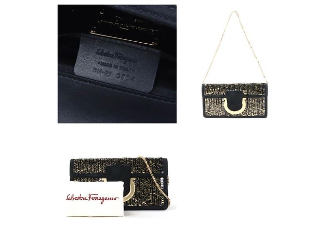Borsa clutch in pelle nubuck nera Salvatore Ferragamo - vista 5