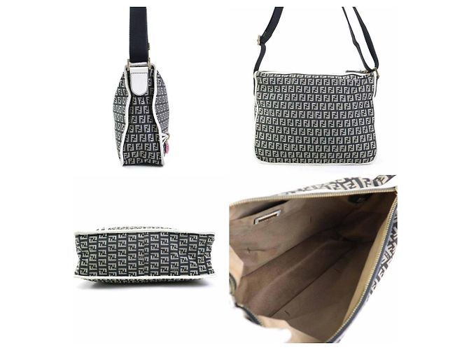 Borsa a Spalla Fendi Zucchino Nero Bianco - vista 2