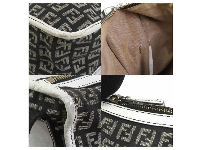 Borsa a Spalla Fendi Zucchino Nero Bianco - vista 3