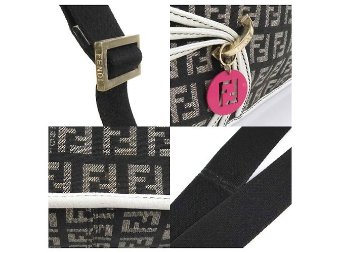 Borsa a Spalla Fendi Zucchino Nero Bianco - vista 4