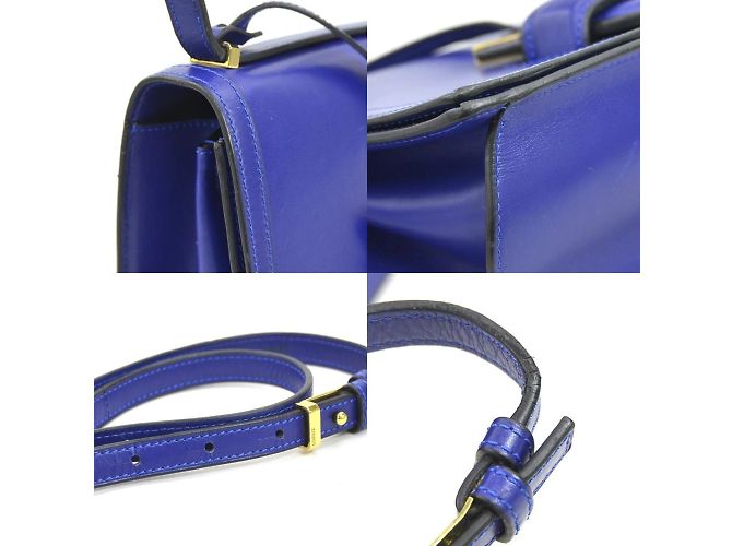 Borsa a spalla in pelle Loewe Barcellona Blu - vista 3