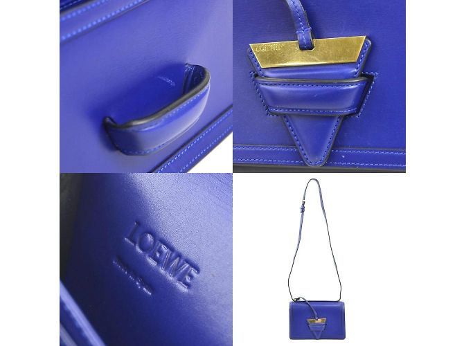 Borsa a spalla in pelle Loewe Barcellona Blu - vista 5