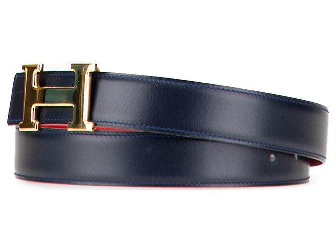 Reversibler Constance H Gürtel aus blauem Leder von Hermès Marineblau - Ansicht 2