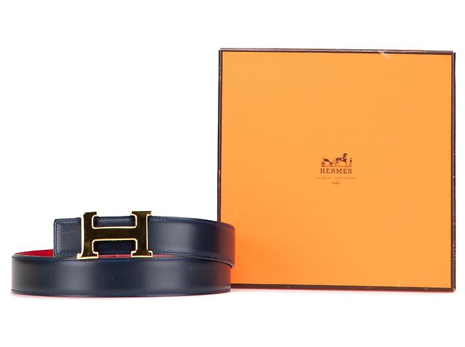 Reversibler Constance H Gürtel aus blauem Leder von Hermès Marineblau - Ansicht 8