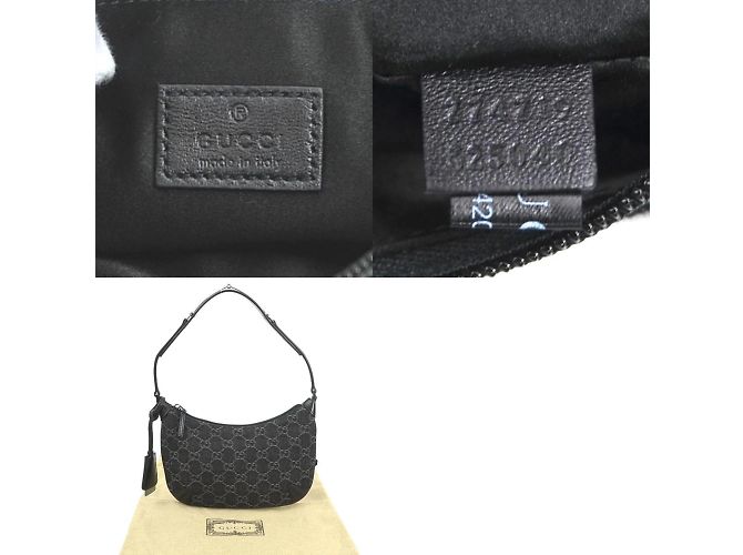 Borsa a spalla in denim nero e pelle Gucci - vista 5