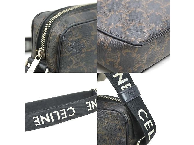 Céline Celine Beschichtete Canvas Schultertasche Braun Schwarz - Ansicht 3