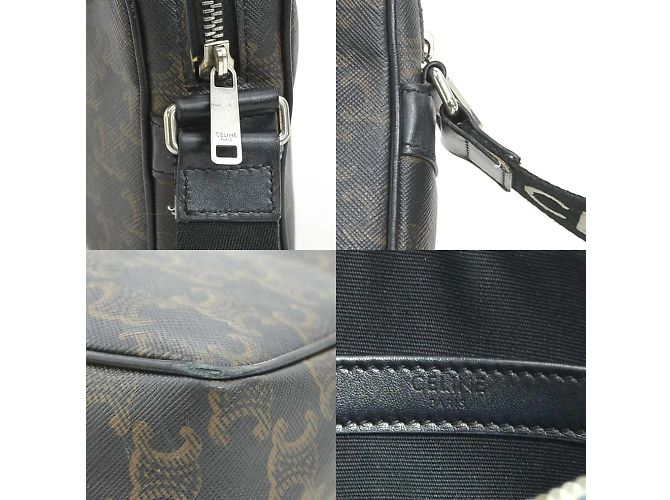 Céline Celine Beschichtete Canvas Schultertasche Braun Schwarz - Ansicht 4