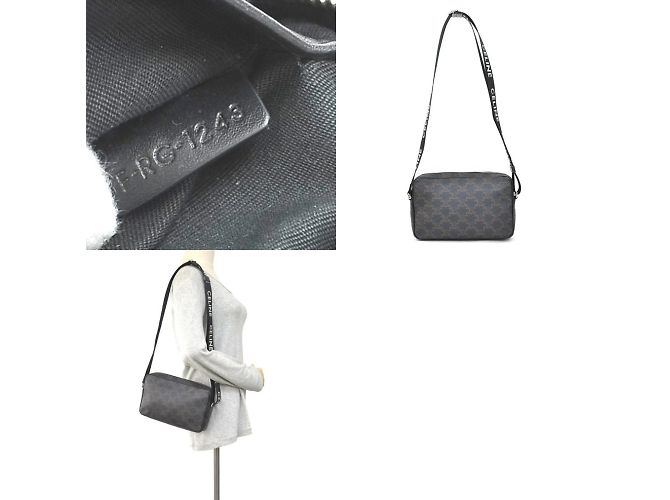 Céline Celine Beschichtete Canvas Schultertasche Braun Schwarz - Ansicht 5