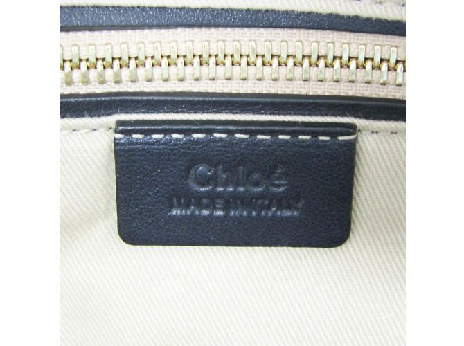 Borsa tote in pelle e suede blu scuro Chloé Blu navy - vista 11