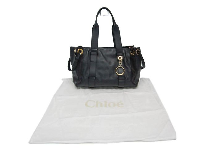 Borsa tote in pelle e suede blu scuro Chloé Blu navy - vista 2