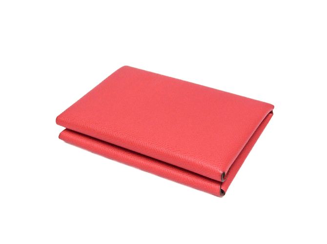 Hermès Hermes Calvi Duo Leather Card Case in Ruby Red - view 2